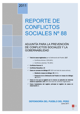 Reporte De Conflictos Sociales Nº 88