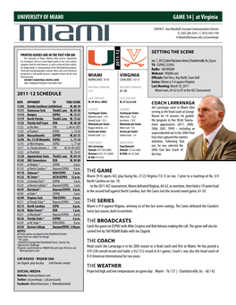 UNIVERSITY of MIAMI GAME 14 | at Virginia - Page 2