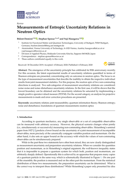 Measurements of Entropic Uncertainty Relations in Neutron Optics