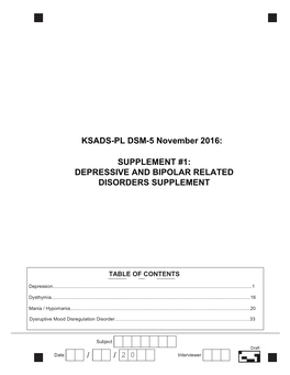 KSADS-PL DSM-5 November 2016: SUPPLEMENT #1