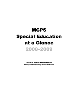 MCPS Special Education at a Glance 2008–2009