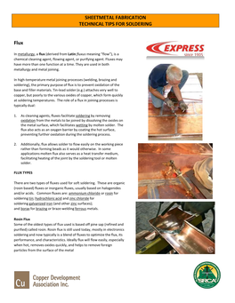 SHEETMETAL FABRICATION TECHNICAL TIPS for SOLDERING Flux