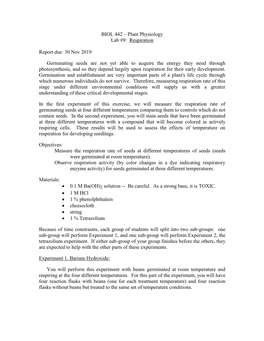 Lab #9: Respiration