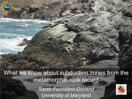 What We Know About Subduction Zones from the Metamorphic Rock Record