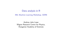 Data Analysis in R