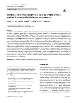 Inland Impacts of Atmospheric River and Tropical Cyclone Extremes on Nitrate Transport and Stable Isotope Measurements