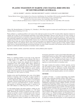 Plastic Ingestion in Marine and Coastal Bird Species of Southeastern Australia