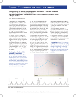 Lesson 2 – CREATING the SKIRT: LACE SHAPING