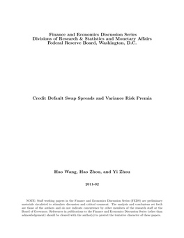 Credit Default Swap Spreads and Variance Risk Premia