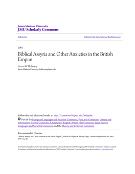 Biblical Assyria and Other Anxieties in the British Empire Steven W