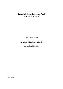 Západočeská Univerzita V Plzni LGBT Na Blízkém Východě