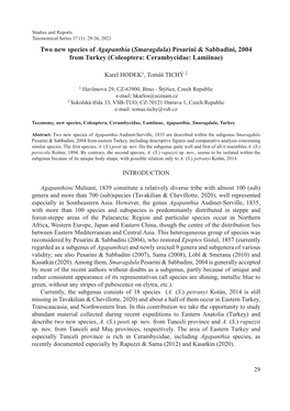 Two New Species of Agapanthia (Smaragdula) Pesarini & Sabbadini