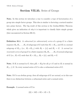 Section VII.35. Series of Groups