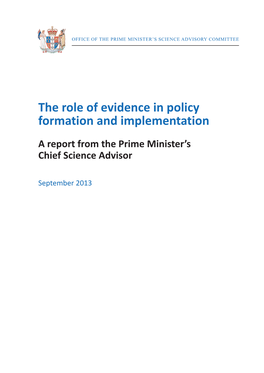 Report: the Role of Evidence in Policy Formation and Implementation