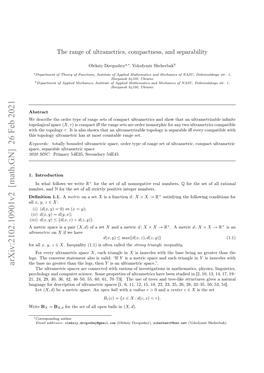 The Range of Ultrametrics, Compactness, and Separability