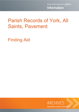 Parish Records of York, All Saints, Pavement