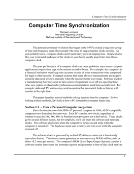 Computer Time Synchronization Computer Time Synchronization