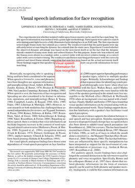 Visual Speech Information for Face Recognition