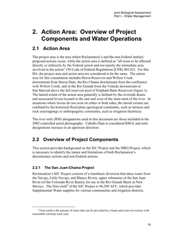 2. Action Area: Overview of Project Components and Water Operations 2.1 Action Area