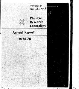 Physical Research Laboratory Annual Report 197576