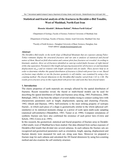 Statistical and Fractal Analysis of the Fractures in Derakht-E-Bid Tonalite, West of Mashhad, North-East Iran