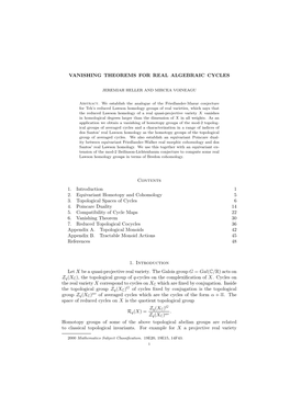 Vanishing Theorems for Real Algebraic Cycles