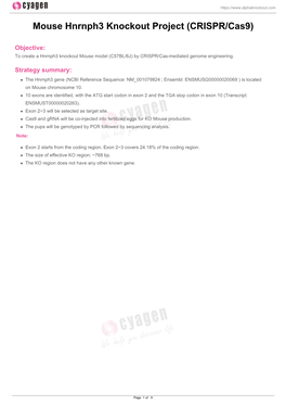 Mouse Hnrnph3 Knockout Project (CRISPR/Cas9)