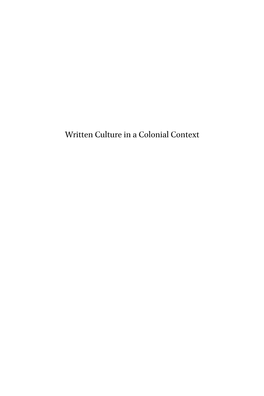 Written Culture in a Colonial Context African History