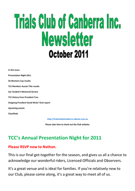 TCC's Annual Presentation Night for 2011