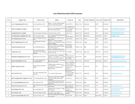 List of New/Converted CVAS Licensees