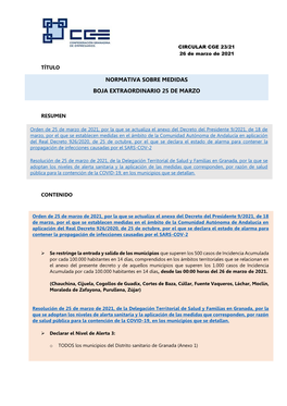 CIRCULAR CGE 23/21 26 De Marzo De 2021