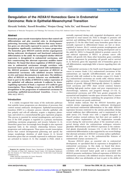 Deregulation of the HOXA10 Homeobox Gene in Endometrial Carcinoma: Role in Epithelial-Mesenchymal Transition