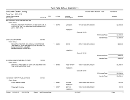 Twin Falls School District 411 Voucher Detail Listing