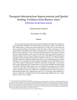 Transport Infrastructure Improvements and Spatial Sorting: Evidence from Buenos Aires∗ [Click Here for the Latest Version]