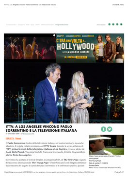 A Los Angeles Vincono Paolo Sorrentino E La Televisione Italiana 21/09/19, 16�42