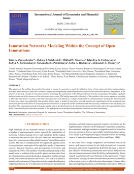 Innovation Networks Modeling Within the Concept of Open Innovations