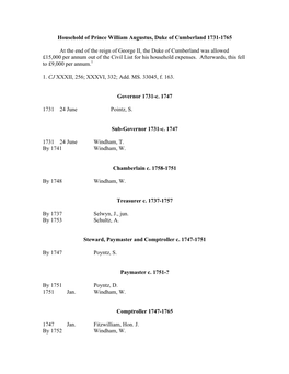 Household of William, Duke of Cumberland