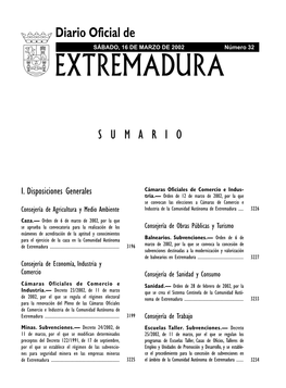 Diario Oficial De SÁBADO, 16 DE MARZO DE 2002 Número 32