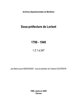 Sous-Préfecture De Lorient 1799