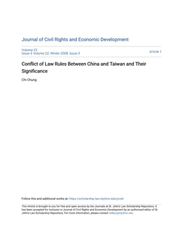 Conflict of Law Rules Between China and Taiwan and Their Significance