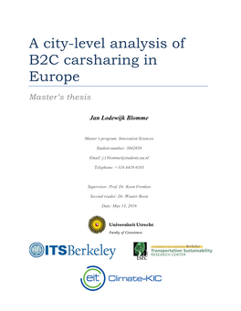 A City-Level Analysis of B2C Carsharing in Europe