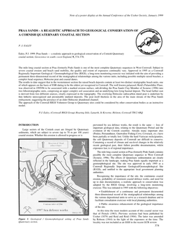 Praa Sands - a Realistic Approach to Geological Conservation of a Cornish Quaternary Coastal Section