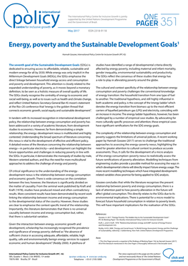 Energy, Poverty and the Sustainable Development Goals1