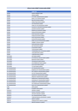 Il Şube Adi Kiralik Kasa Hizmeti Sunan Şubelerimiz