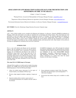 Aplication of Low Resolution Satellite Data for the Detection and Monitoring of Fire in Nicaragua