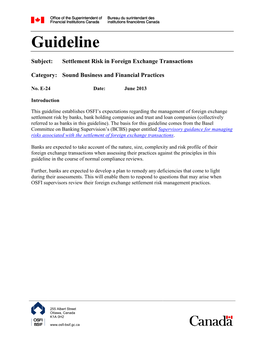 Settlement Risk in Foreign Exchange Transactions