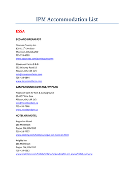 IPM Accommodation List