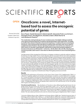 Oncoscore: a Novel, Internet-Based Tool to Assess the Oncogenic Potential of Genes