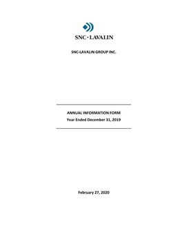 ANNUAL INFORMATION FORM Year Ended December 31, 2019