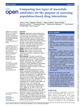 Comparing Two Types of Macrolide Antibiotics for the Purpose of Assessing Population-Based Drug Interactions